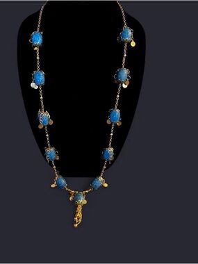 Egyptian vibes Gold-Tone Necklace with Blue Stone Accents